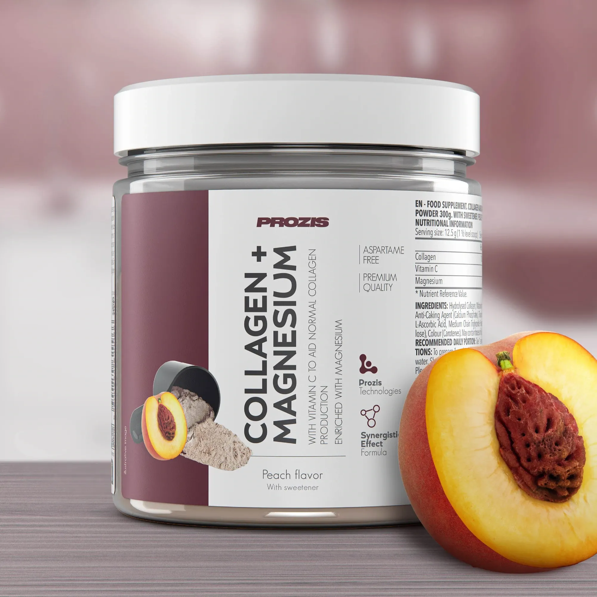 Colágeno + Magnesio 300 g Melocotón - información nutricional - ETC Nutrition
