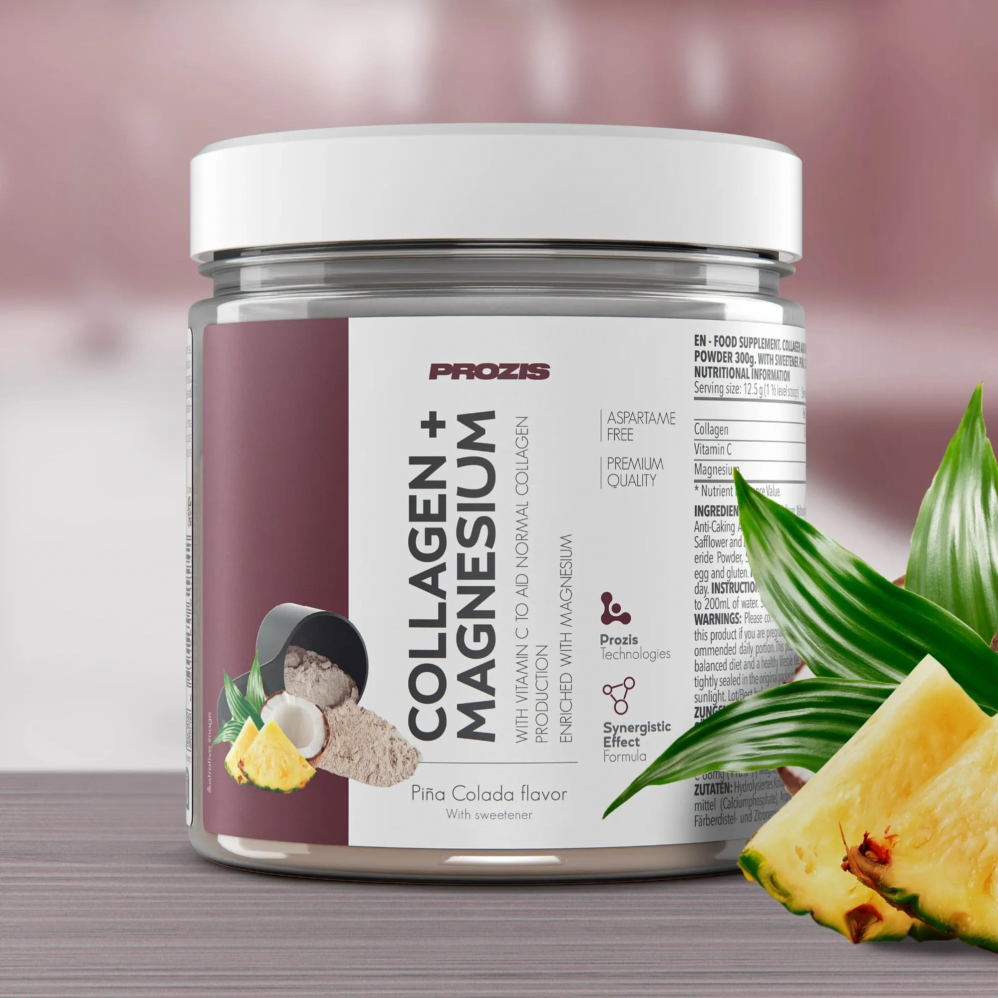 Colágeno + Magnesio 300 g Piña Colada - información nutricional - ETC Nutrition